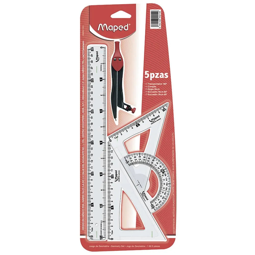 Juego De Geometria Maped Plastico 5 Piezas